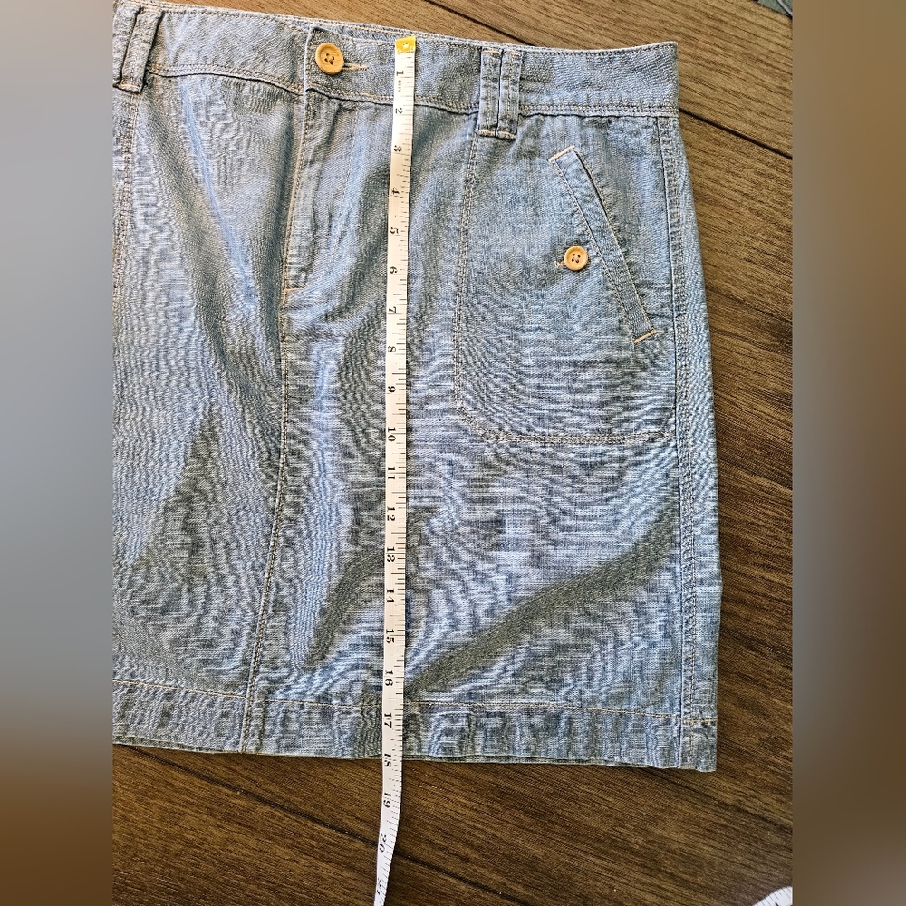 LOFT Denim Blue Mini Skirt with Button Accents - Picture 10 of 11